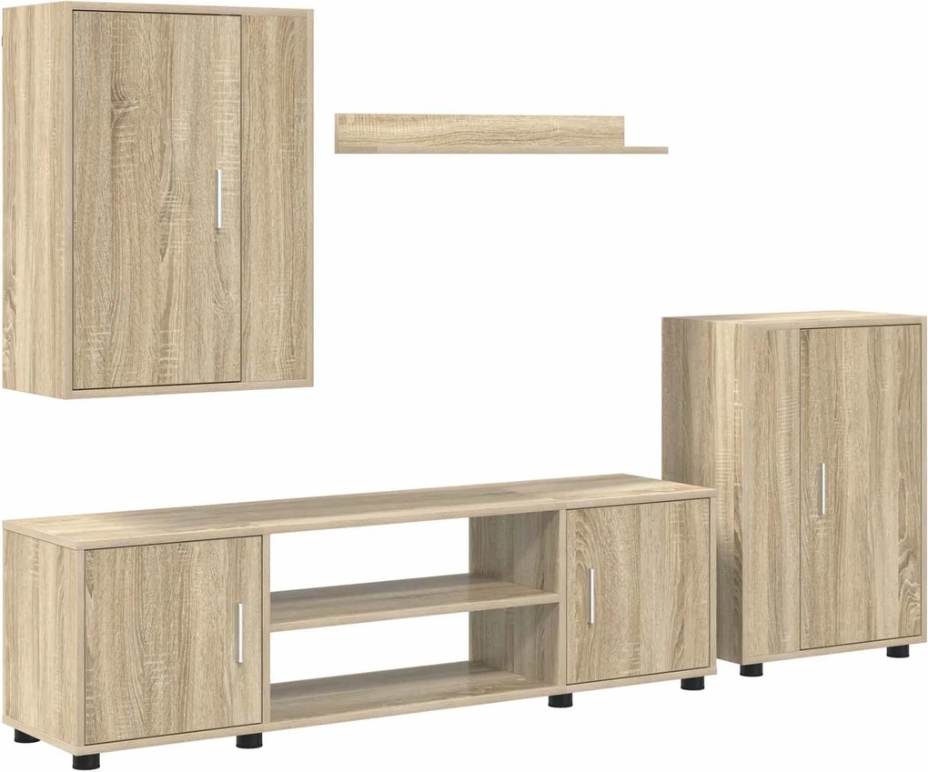 vidaXL TV szekrény garnitúra 4 pcs Sonoma tölgy Faanyag