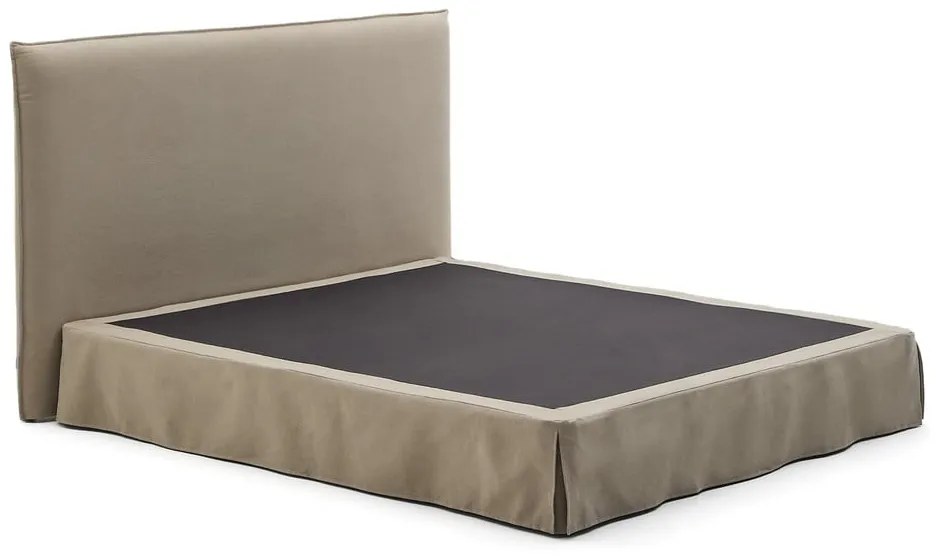 Szürkésbarna kárpitozott franciaágy 180x200 cm Jaira – Kave Home