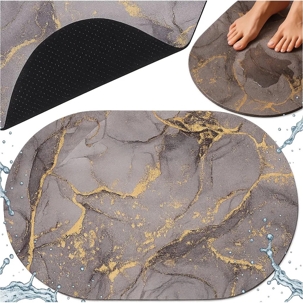 Fürdőszobaszőnyeg Kerek Gyorsan Száradó 40x60 Habszivacs Fürdőszobaszőnyeg