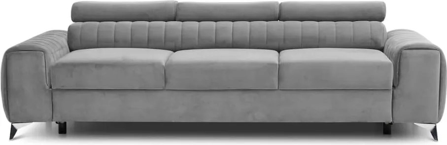 Világosszürke bársony kinyitható kanapé 261 cm Laurence – ELTAP