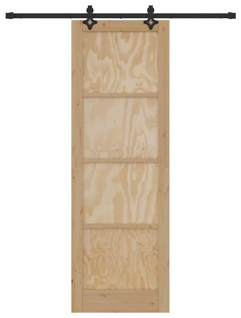 Tolóajtó Természetes és fekete 78 x 232 cm Tömör fenyő és acél