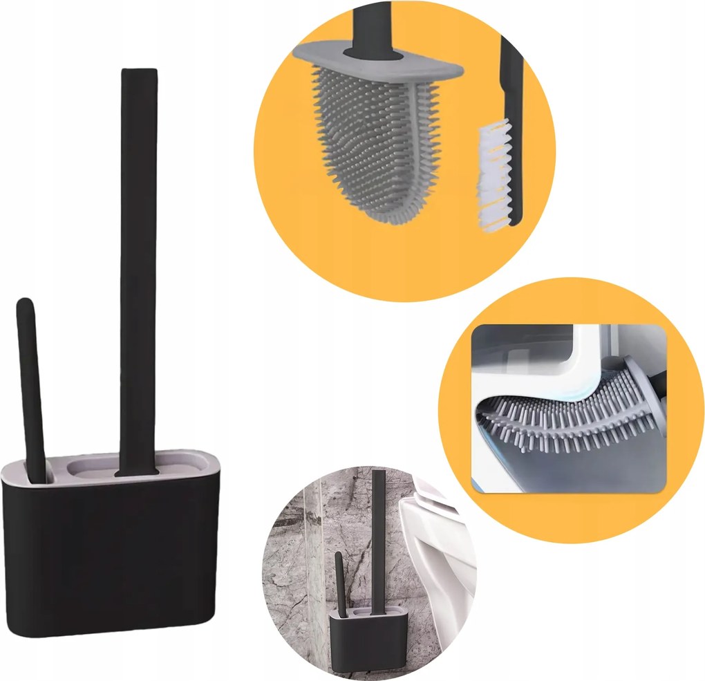 Wc Kefe Szett Rugalmas Szilikon Fekete Réstisztító Kefe