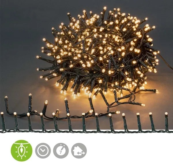 Nedis CLCC400 - LED Kültéri karácsonyi lánc 400xLED/7 funkciós 11m IP44 meleg fehér