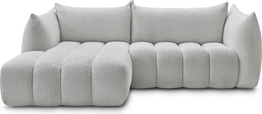 Világosszürke buklé sarokkanapé (bal oldali-heverő résszel) Azra – Bobochic Paris