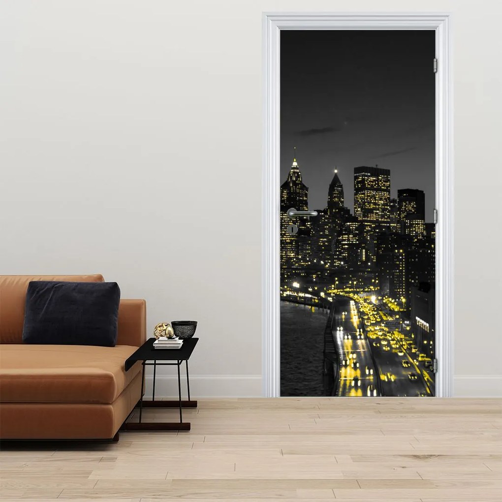 Fotótapéta ajtóra - Éjszakai metropolisz (95x205cm)