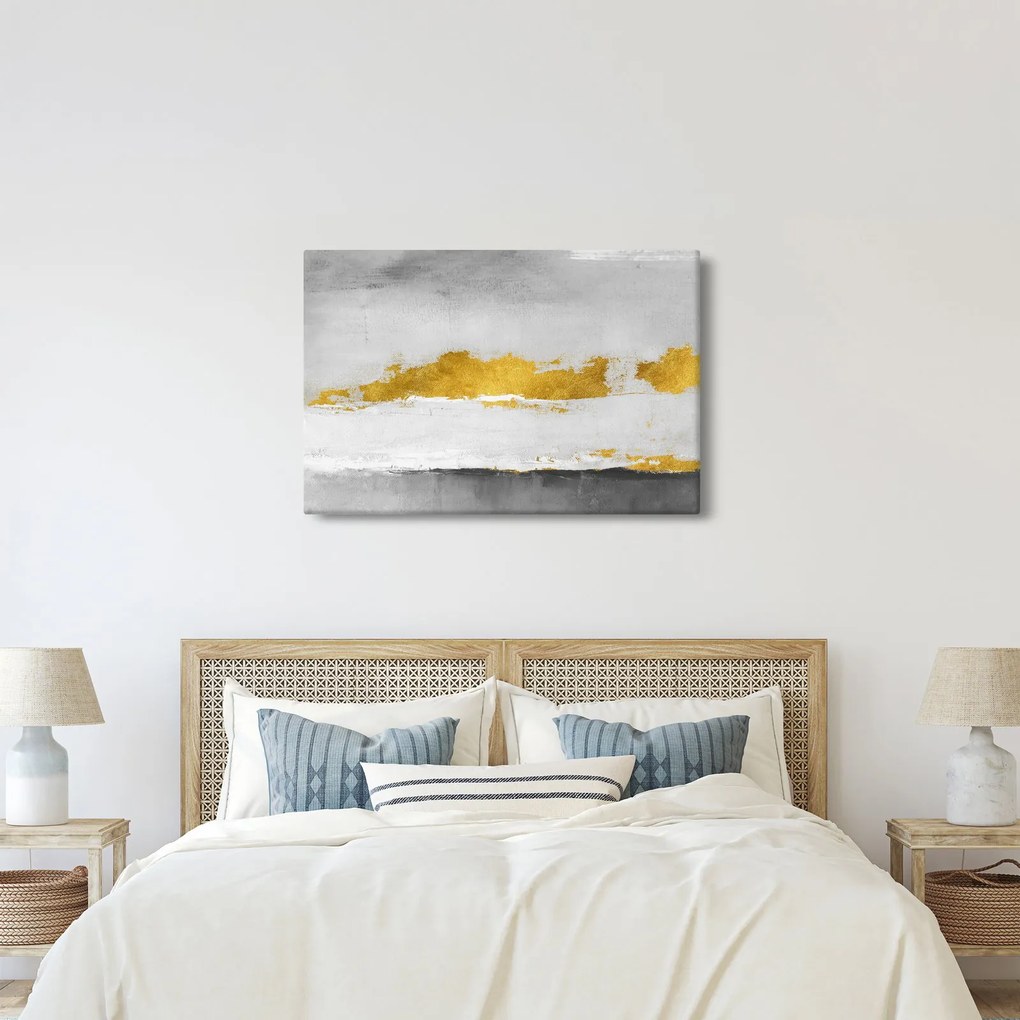Kép - Arany és szürke vonások (90x60 cm)