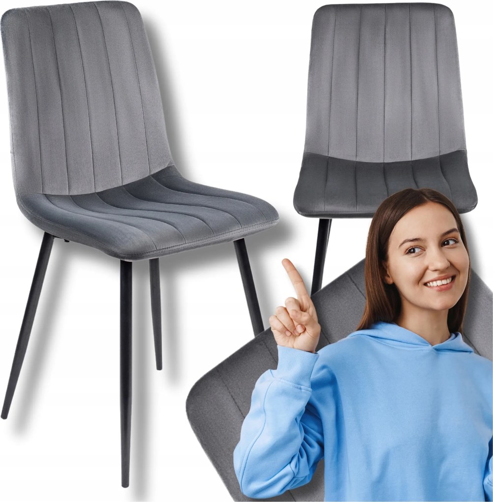 Kárpitozott Velúr Konyhai Szék Étkező Konyha Nappali Szürke Ibis