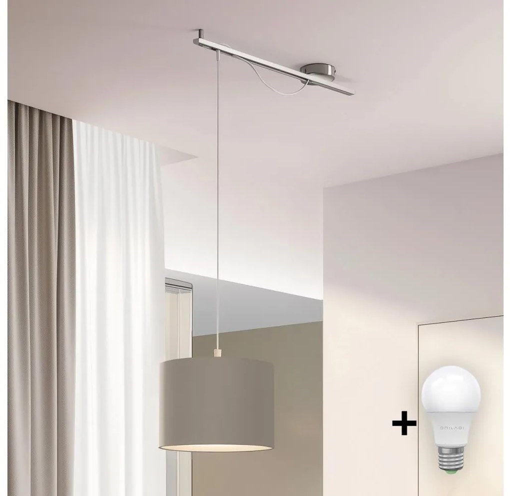Eglo Eglo - LED Csillár zsinóron CALCENA 1xE27/60W/230V króm/taupe EG96795E