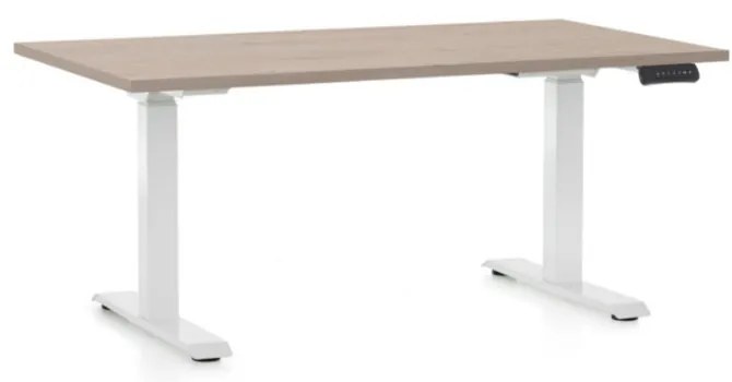 Állítható magasságú asztal OfficeTech C, 140 x 80 cm, fehér alap, tölgy