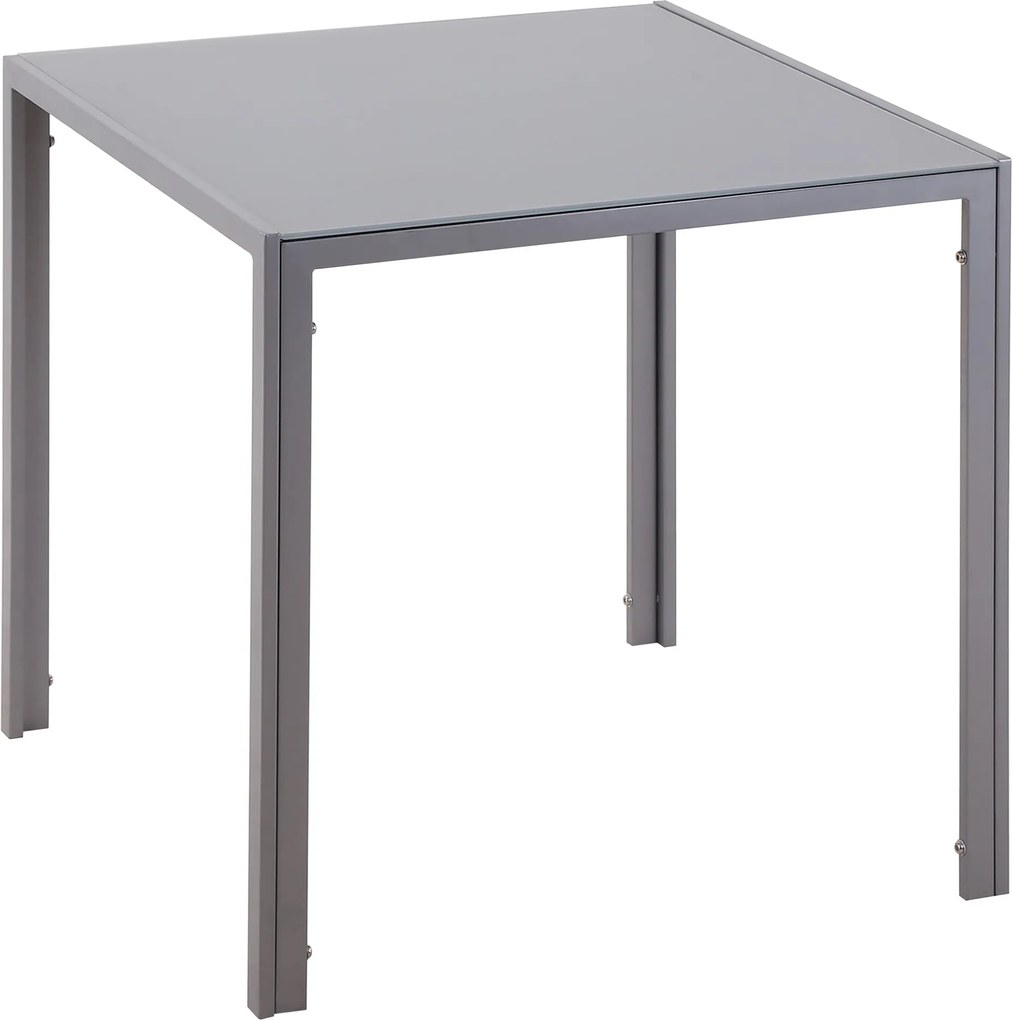 HOMCOM Étkezőasztal 75 x 75 cm, Négyzet alakú Konyhaasztal 4 Fő Részére, Fém Lábakkal Készült Edzett Üvegétkezőasztal, Modern Asztal Konyhához, Étkező