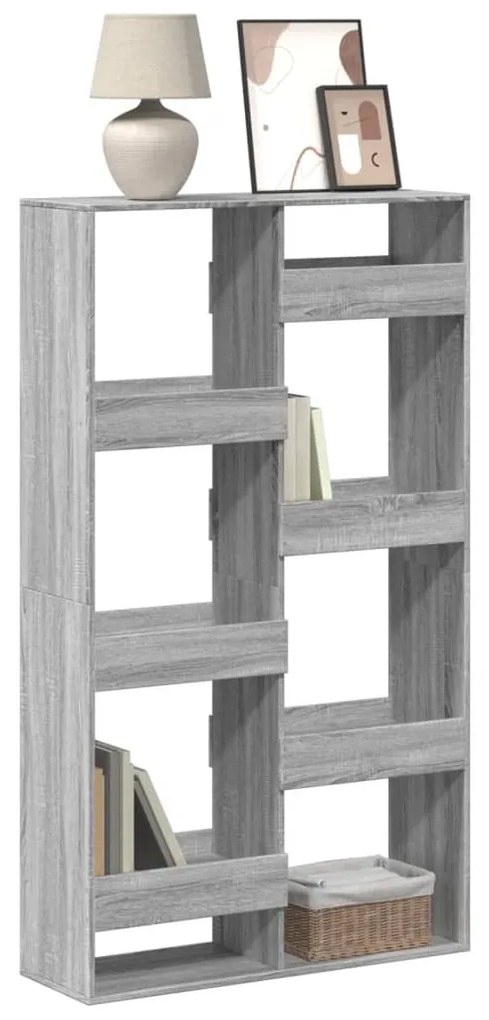 szürke sonoma színű szerelt fa könyvespolc 100 x 33 x 175 cm