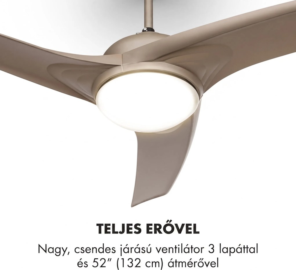 Klarstein Figo, titán, mennyezeti ventilátor, 52", 55 W, mennyezeti lámpa, 2 x 42 W, távirányító