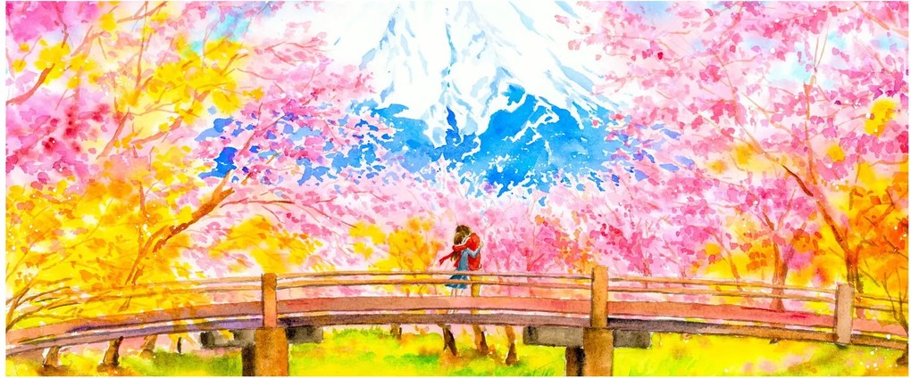 Kép - festett pár, akvarell (120x50 cm)