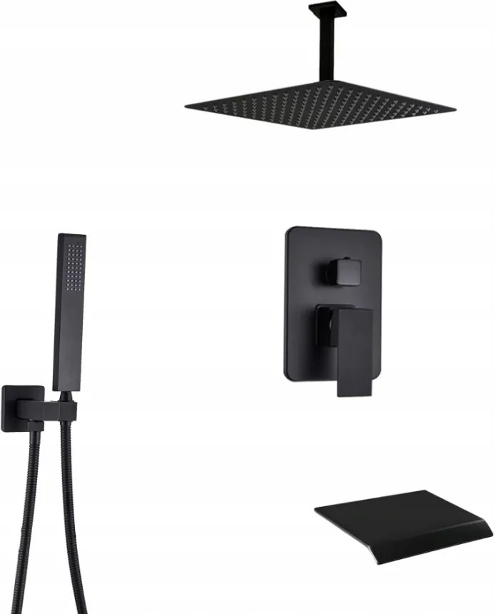 Falsík Alatti Szett Fekete Matt Kifolyócső Vízesés Box