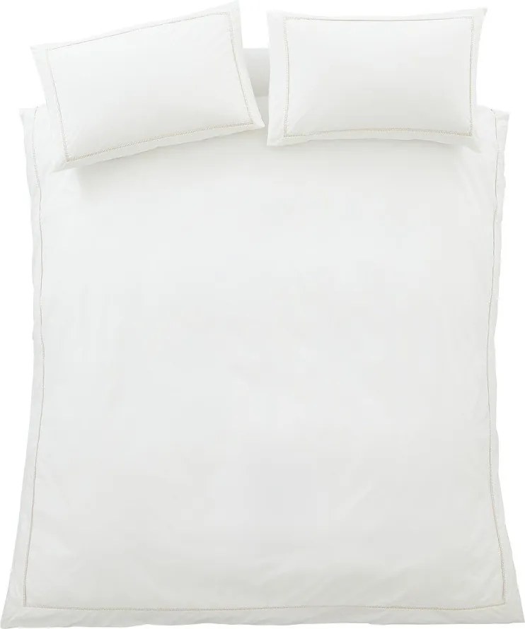 Fehér-bézs egyszemélyes pamut-perkál ágyneműhuzat 135x200 cm Contrast Trim – Bianca