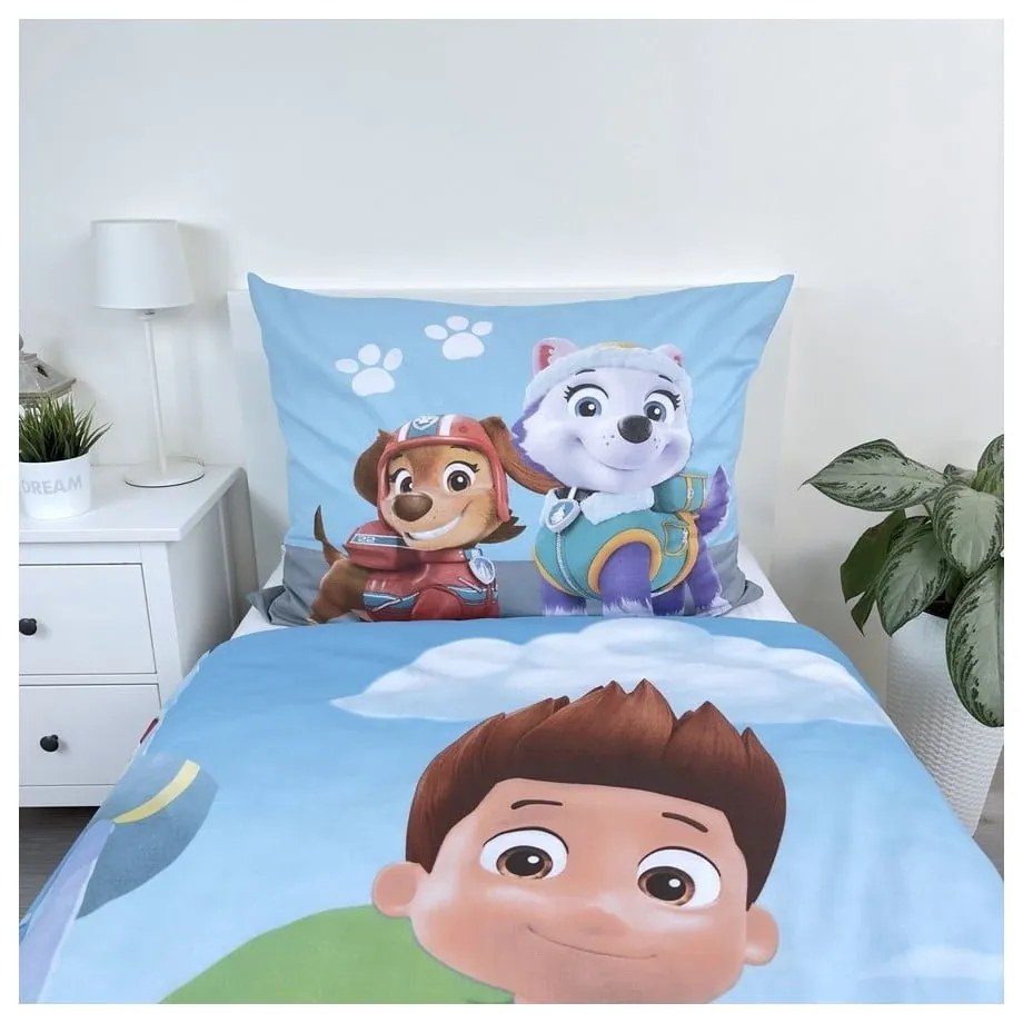 Kék egyszemélyes pamut gyerek ágyneműhuzat 140x200 cm Paw Patrol – Jerry Fabrics