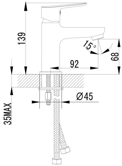 Sapho - SMALL mosdócsaptelep 13,9 cm, fényes króm