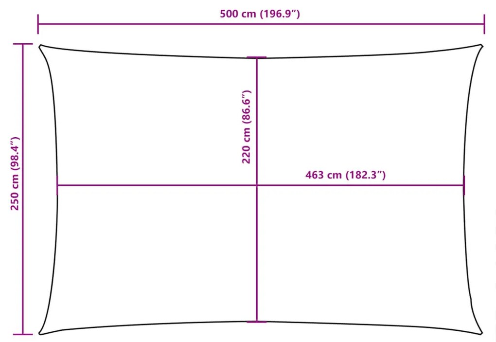 tópszínű téglalap alakú oxford-szövet napvitorla 2,5 x 5 m