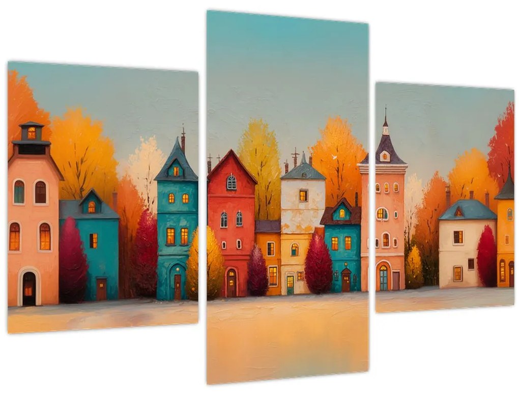 Kép - Őszi falu (90x60 cm)