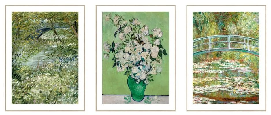 Reprodukciós kép szett 3 db-os 30x40 cm Van Gogh &amp; Monet