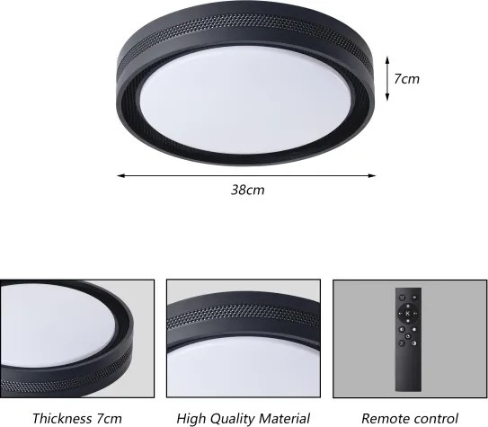 Brilagi - LED dimmelhető mennyezeti lámpa KREON LED/54W/230V 3000-6000K fekete átm. 38 cm +távirányító