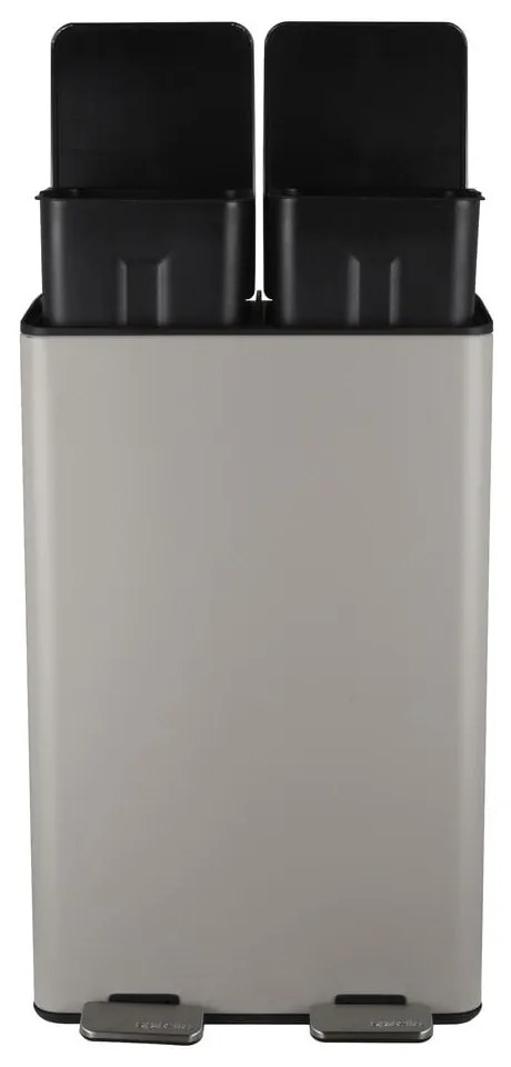 Szürkésbarna acél szelektív pedálos szemetes 2x30 l Aliya – Spirella