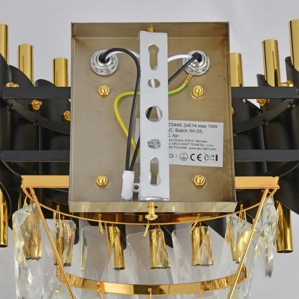 Brilagi - ECLIPSE fali lámpa 2xE14/10W/230V fekete/arany