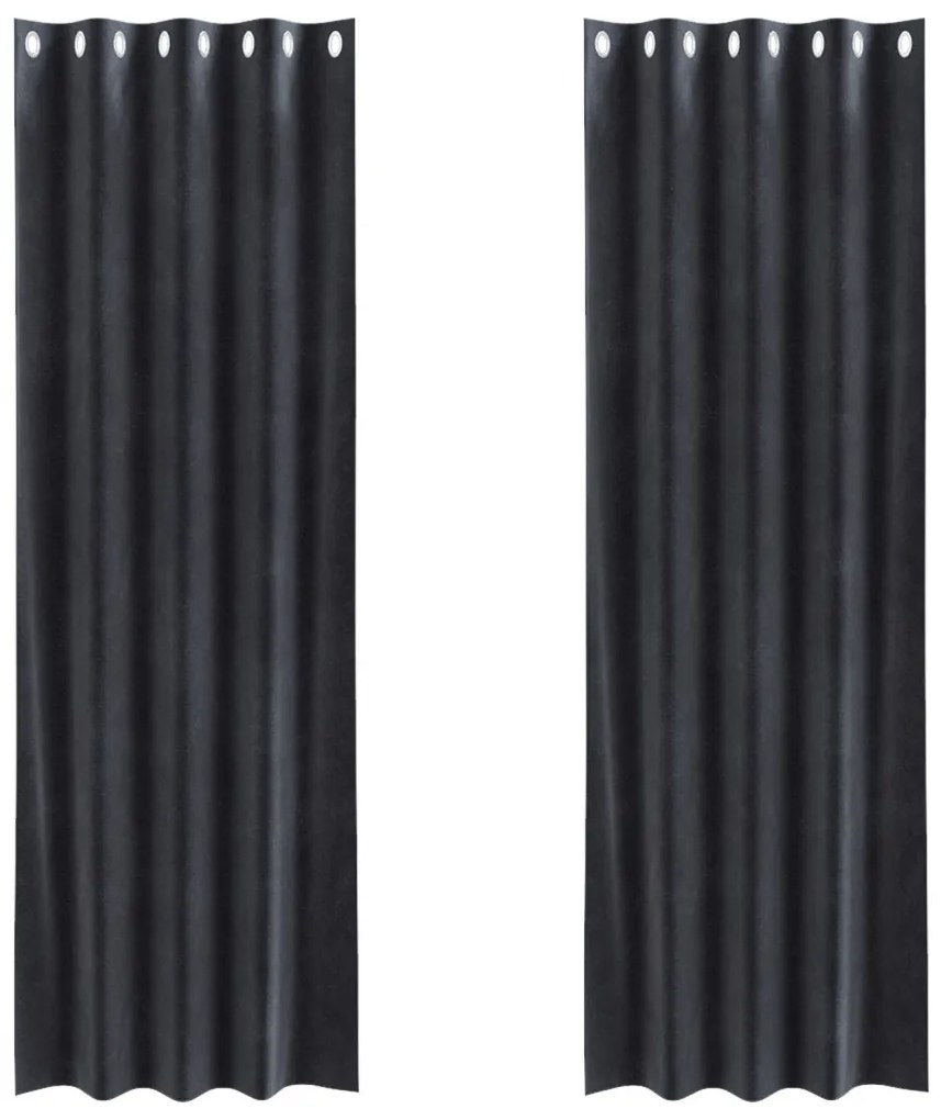 Sötétítőfüggönyök Fémgyűrűkkel 2 db Sötétszürke Velúr