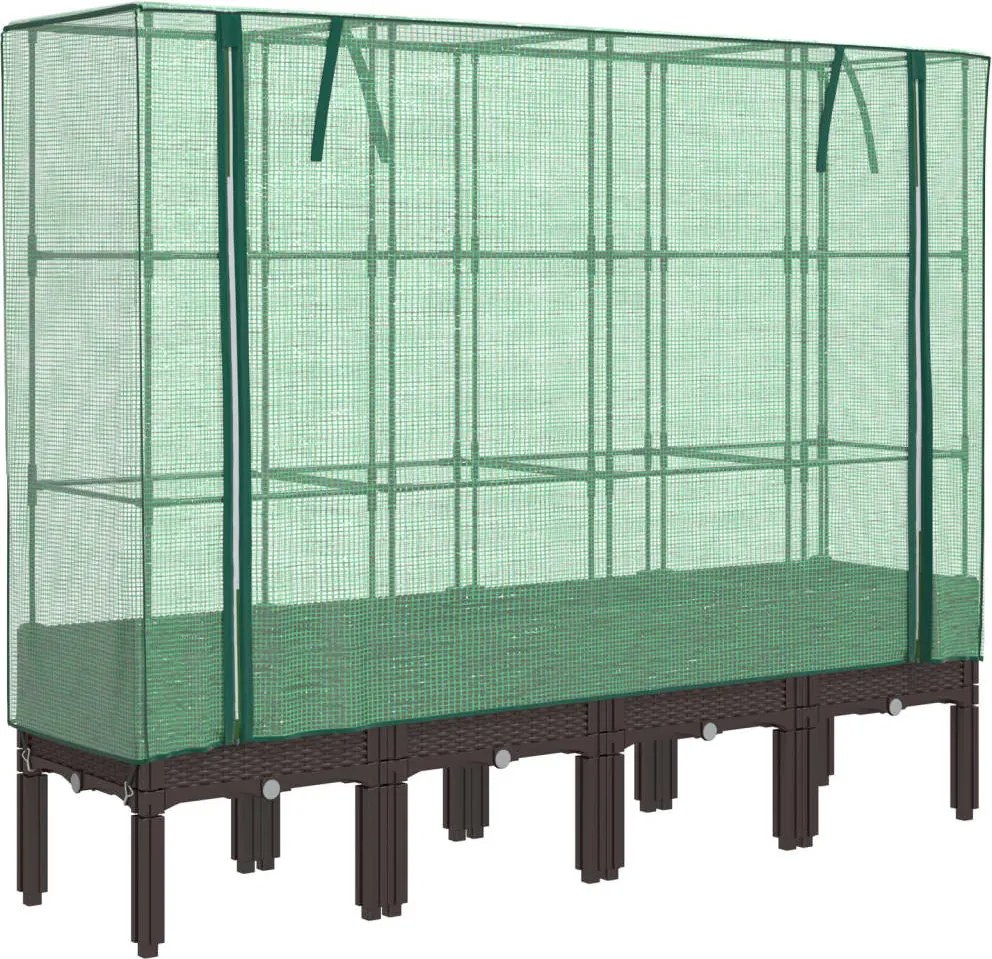 vidaXL rattan megjelenésű magaságyás melegháztakaróval 160x40x140 cm