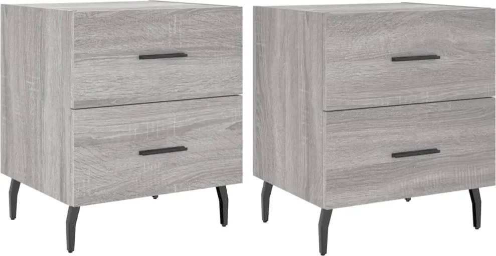 vidaXL 2 db szürke sonoma színű szerelt fa éjjeliszekrény 40x35x47,5cm