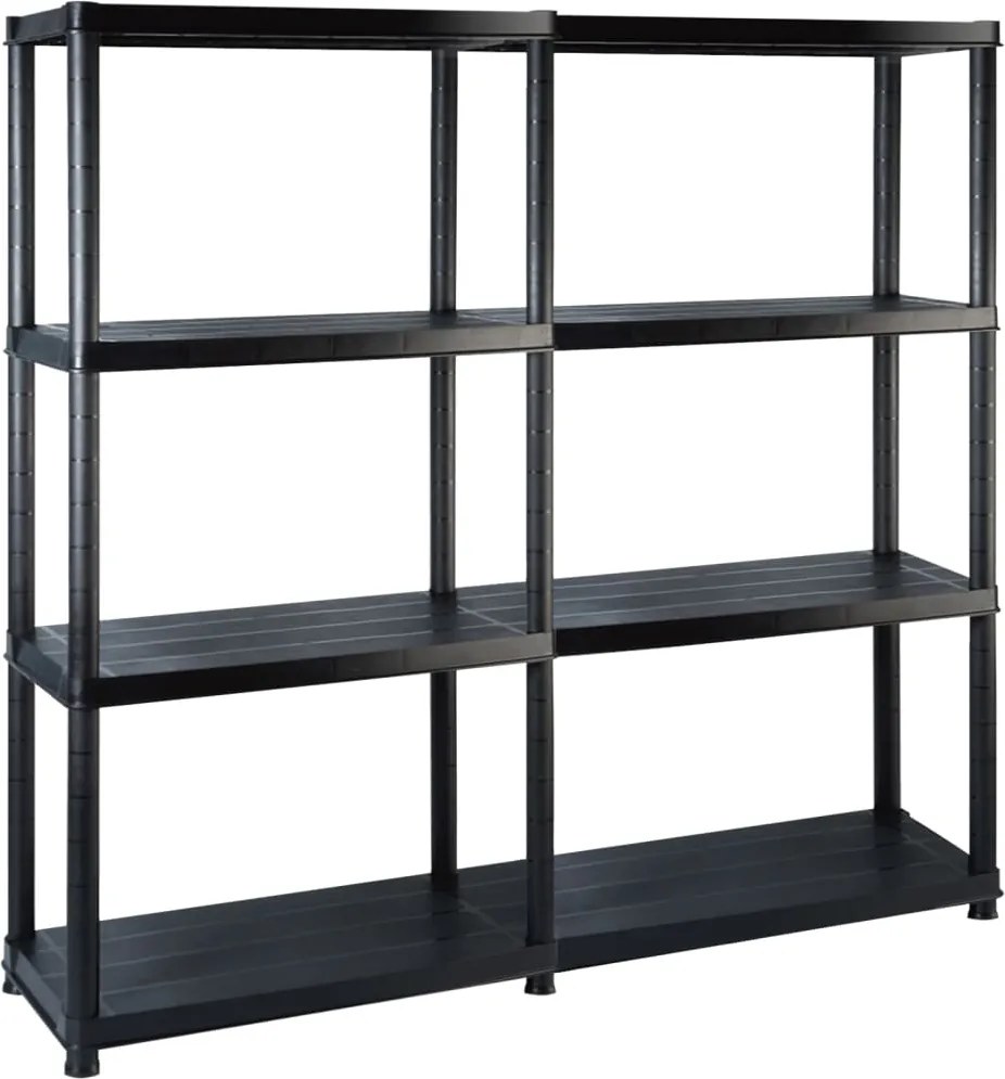 vidaXL fekete műanyag 4 szintes tárolópolc 122 x 30,5 x 130 cm