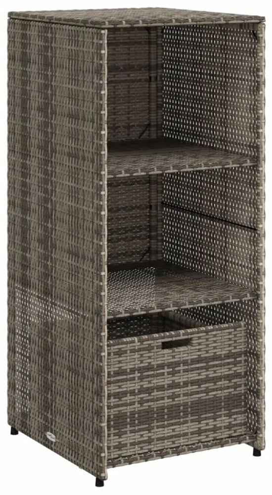 szürke polyrattan kerti tárolószekrény 50 x 55 x 115 cm