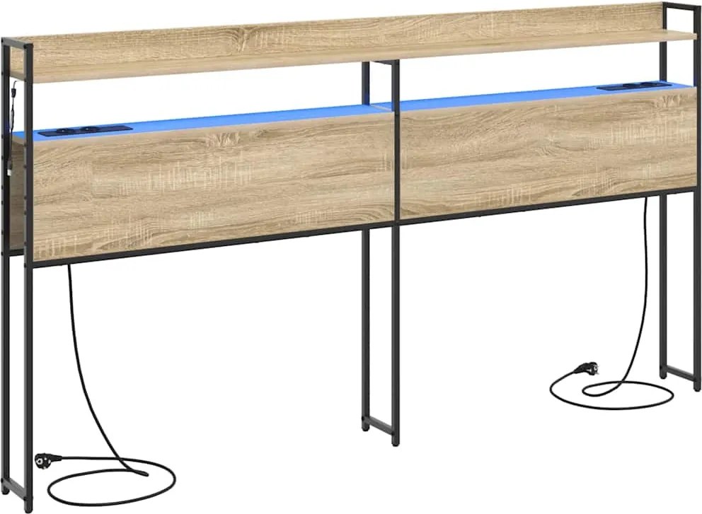 vidaXL Tároló fejtámla polcokkal tárolóval sonoma tölgy 180 cm Faanyag