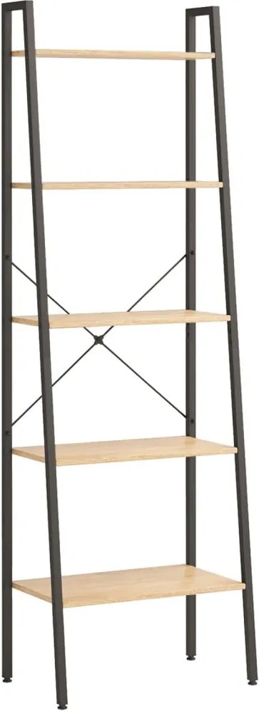 vidaXL 5-szintes világosbarna-fekete állópolc 56x35x174 cm