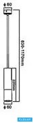 UNIVERSO Spot lámpatest 1xGU10 Max.35w IP20 D60x220mm állítható:830-1170mm Fekete