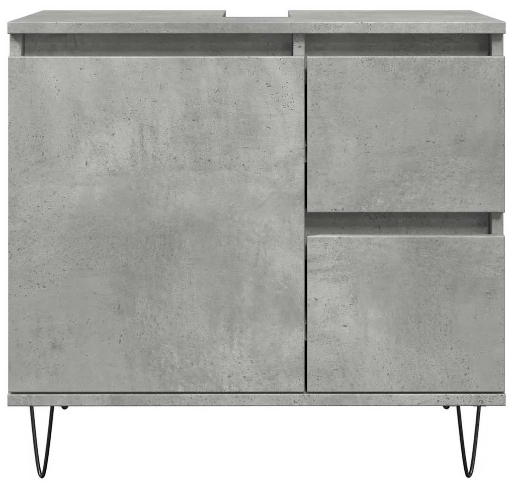 Betonszürke szerelt fa fürdőszobai mosdószekrény 65x33x60 cm