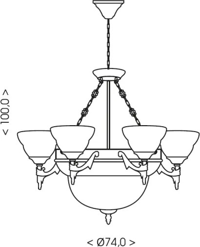 Brilagi - DAHLIA láncos csillár 9xE27/40W/230V, átmérő 74 cm, sárgaréz