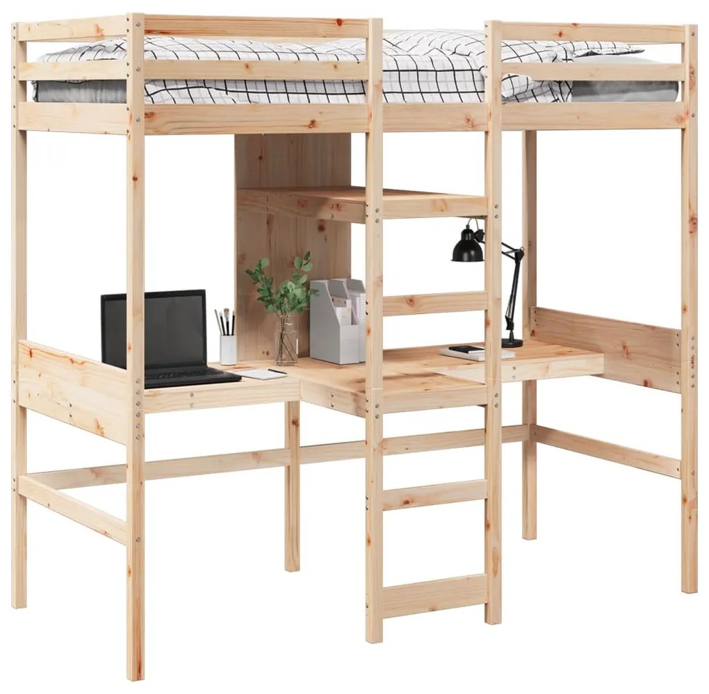 tömör fenyő galériaágy-keret matrac nélkül 75 x 190 cm