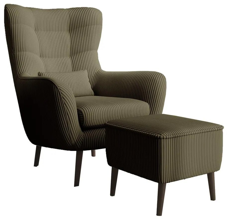 Fotel lábtartóval Veneza VZ2  (oliva + fekete). 1099400