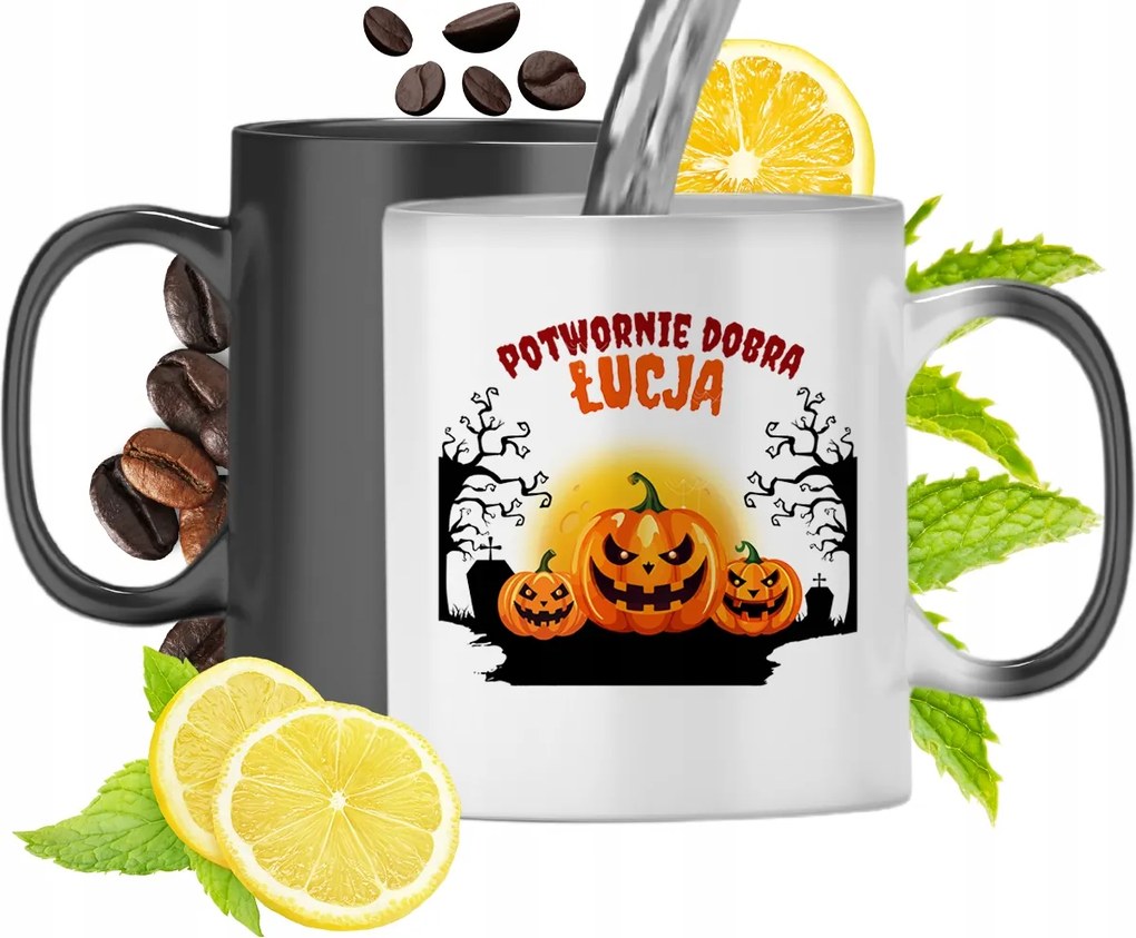 Mágikus bögre Lúciának Fekete matt nyomott mintával 330ml