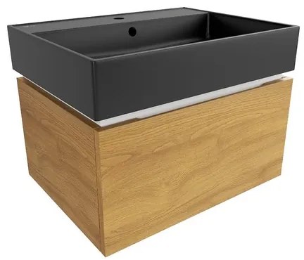 SAT Feel Fürdőszobaszekrény mosdóval 60x30x46 cm matt méztölgy SATFEEL60DMU3