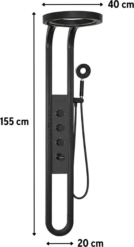 Aquajet hidromasszázs zuhanypanel fekete