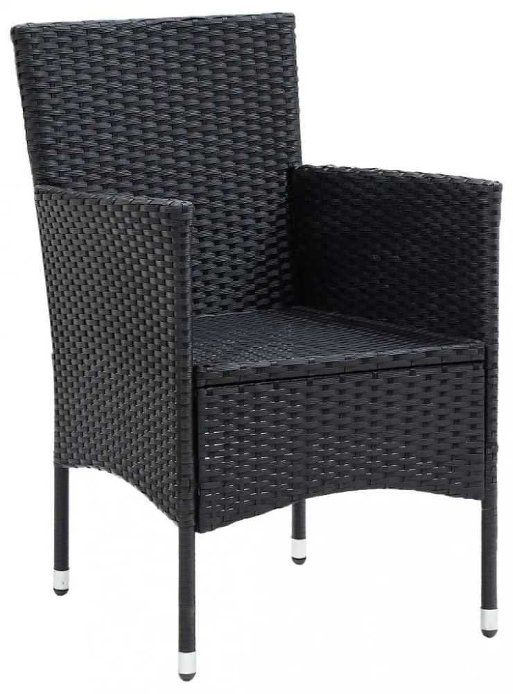 4 db fekete polyrattan kerti étkezőszék