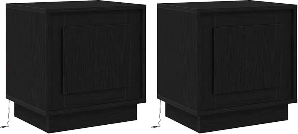 vidaXL Éjjeliszekrény 2 pcs Fekete 44 x 34,5 x 45 cm Faanyag