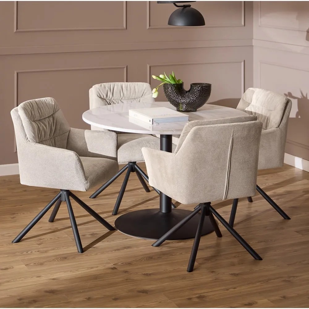 Bézs kárpitozott karfás étkezőfotel Alonso – Actona