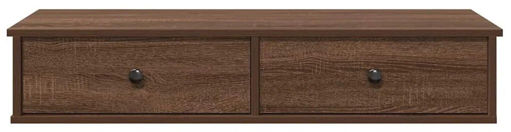 barna tölgy szerelt fa falipolc fiókokkal 100 x 37,5 x 19 cm