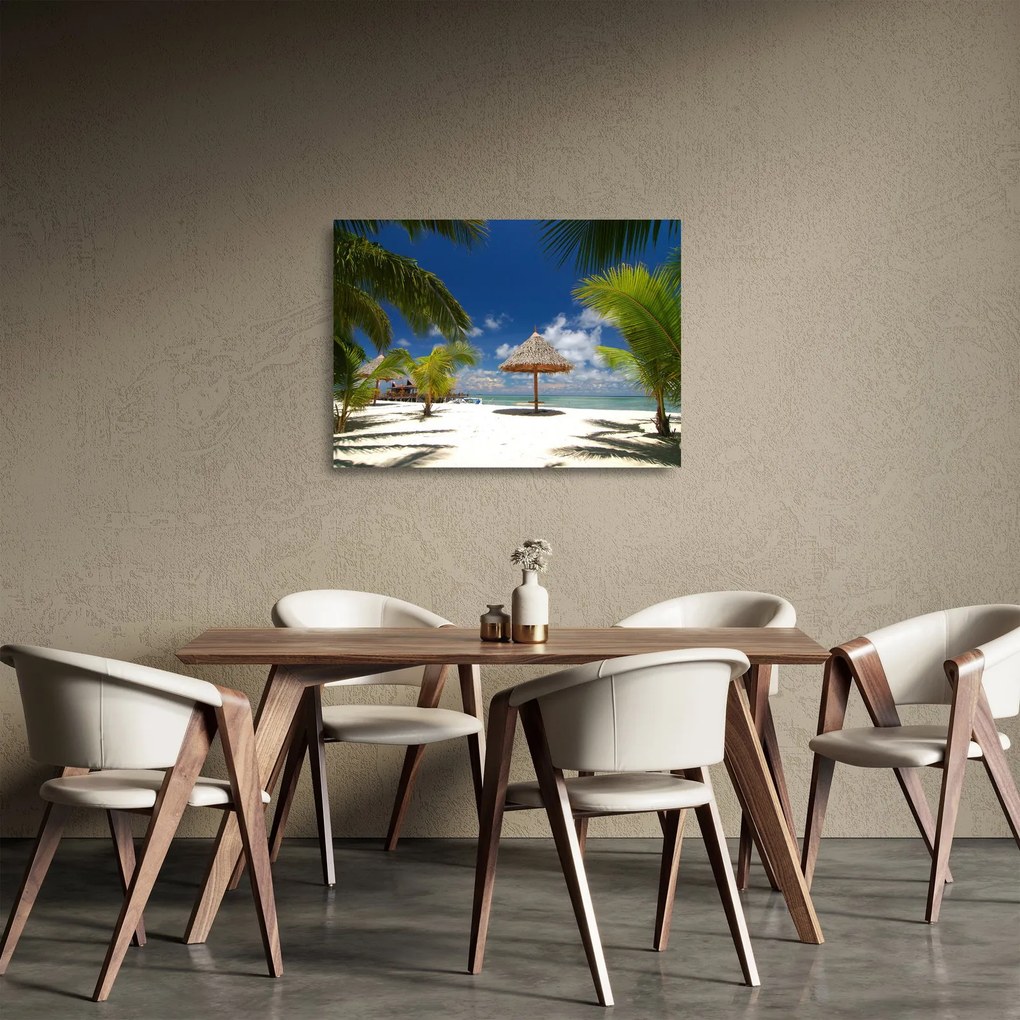 Üveg kép - Fehér homokos strand (70x50 cm)