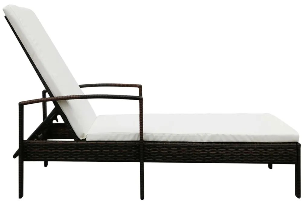 Barna polyrattan napozóágy párnával
