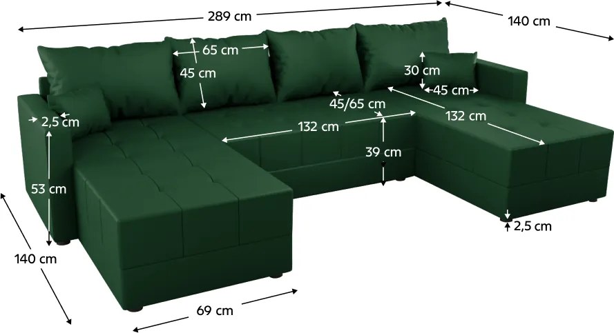 Univerzális ülőgarnitúra, zöld, DUAN U UNI