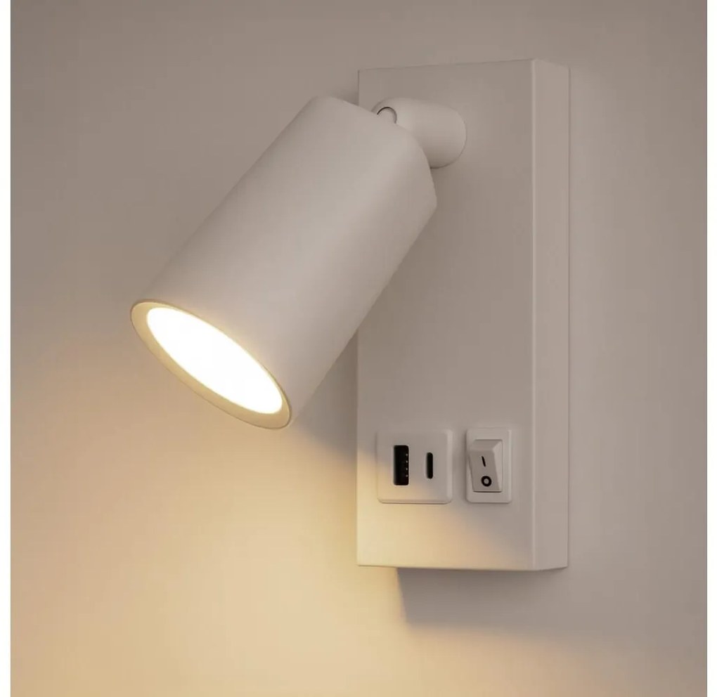 Eurolamp LED Fali spotlámpa USB-vel CHARGE LED/5W/230V fehér 145-22071